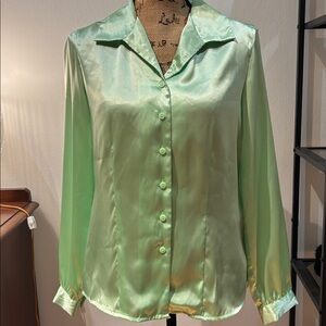 Shimmering Green Satin Blouse